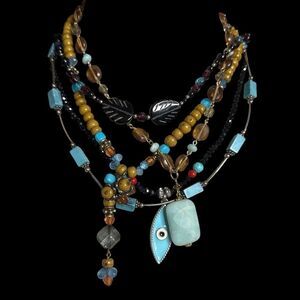 5 Genuine Stone Beads Boho Necklaces Great Together or Separate Gypsy Neck Mess